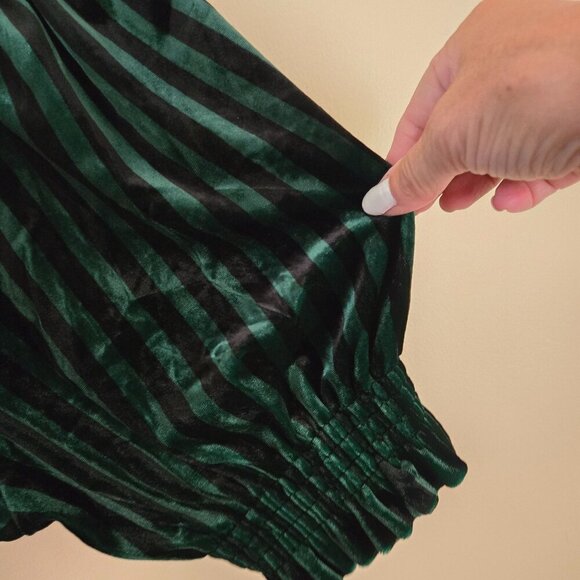 Modcloth NWT A Victorian Drama Green Striped Velvet Wrap Midi Dress Size XL - Picture 9 of 12